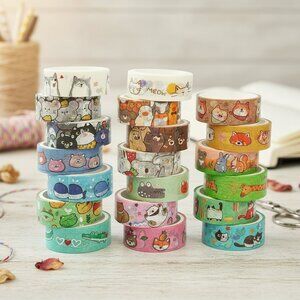 20 Rolls Cute Animals Washi Tape Set Gold Silver Foil Masking Cartoon